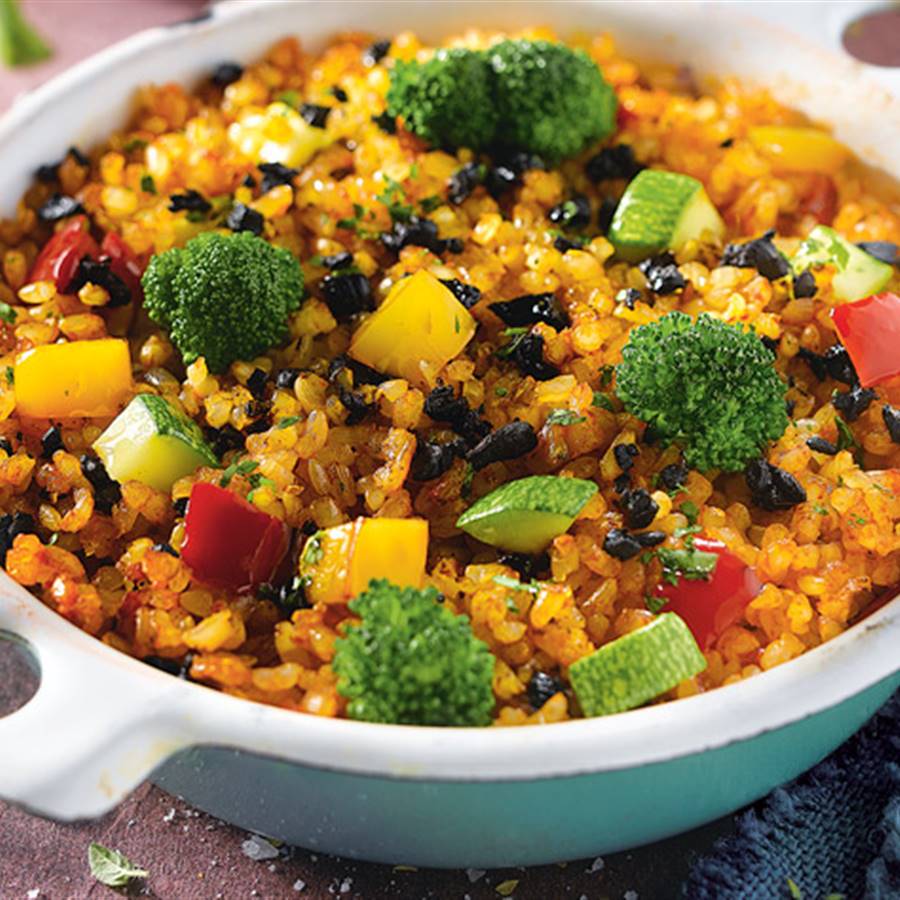 Cazuela de arroz con ajo negro