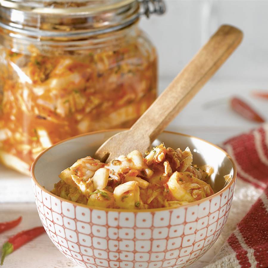 Kimchi vegano con manzana