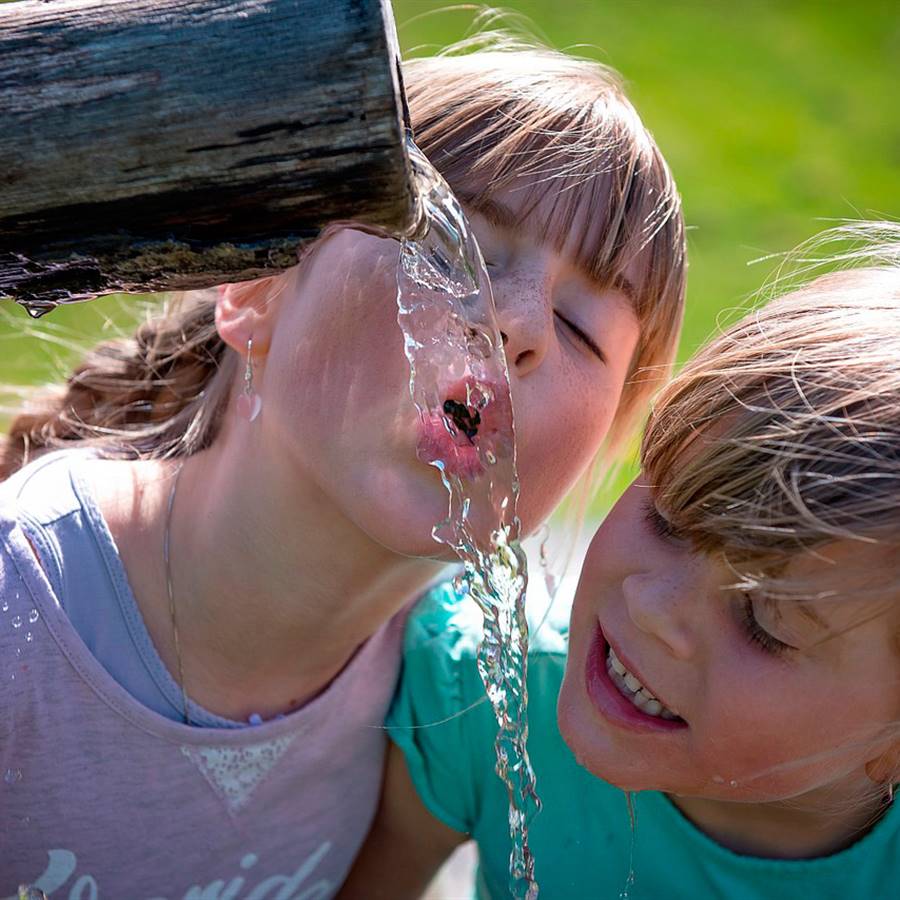 niños beben agua