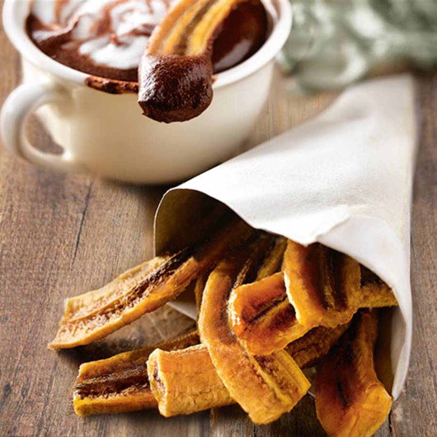 Suizo con churros de plátano