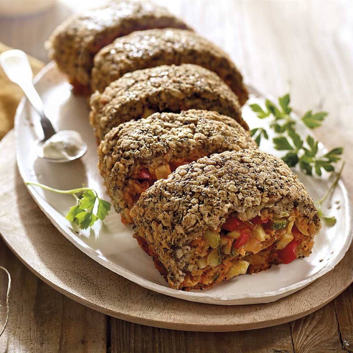 ENROLLADO DE AVENA CON VERDURAS Y TEMPEH