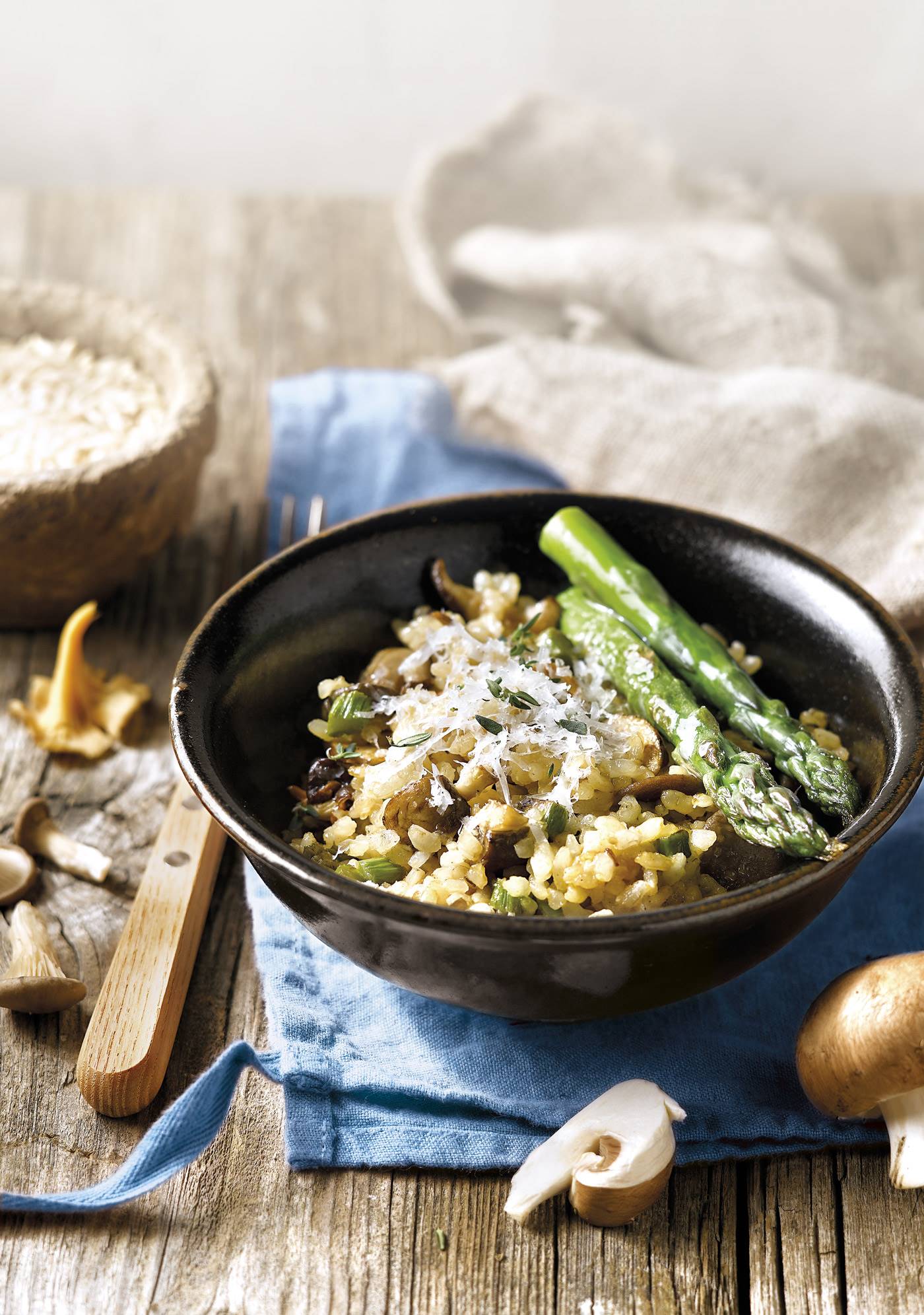 Risotto de setas con esparragos