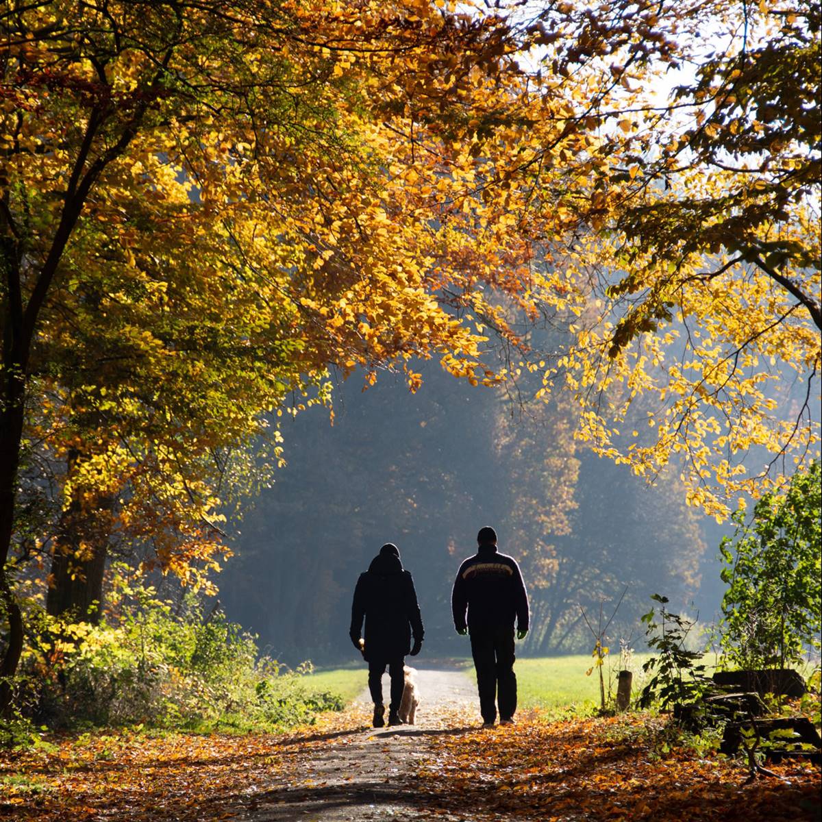 hombres caminando separados