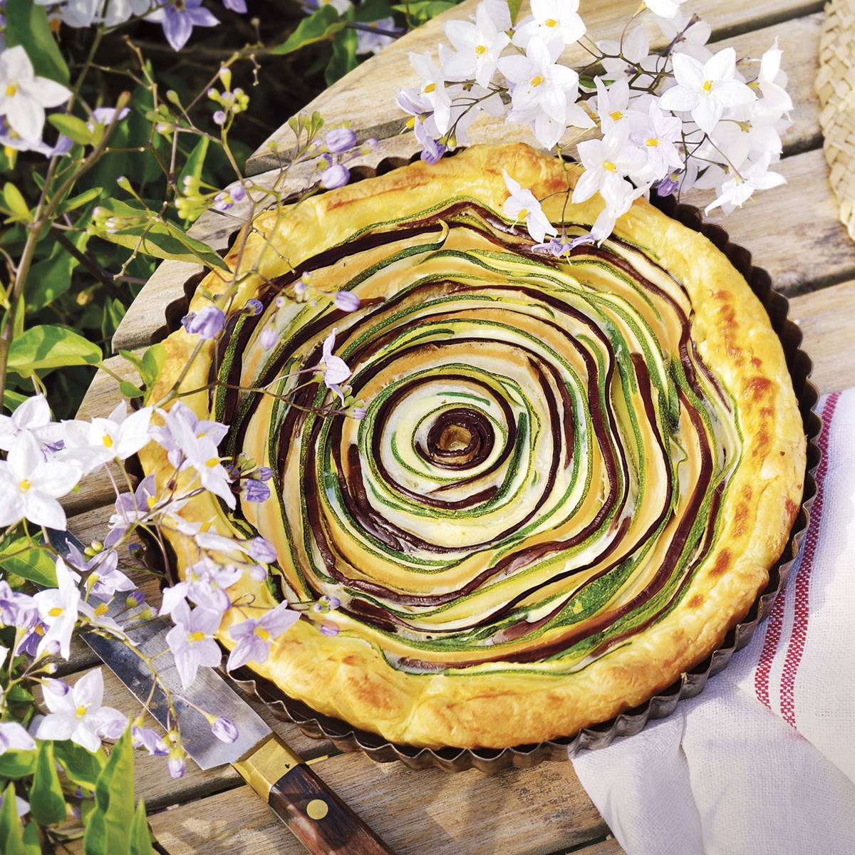 Tarta de verduras en espiral