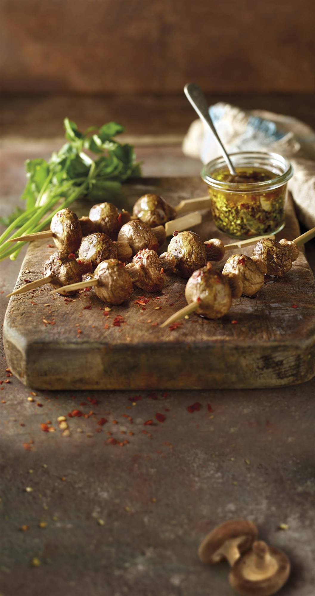 brochetas-champiñones-chimichurri