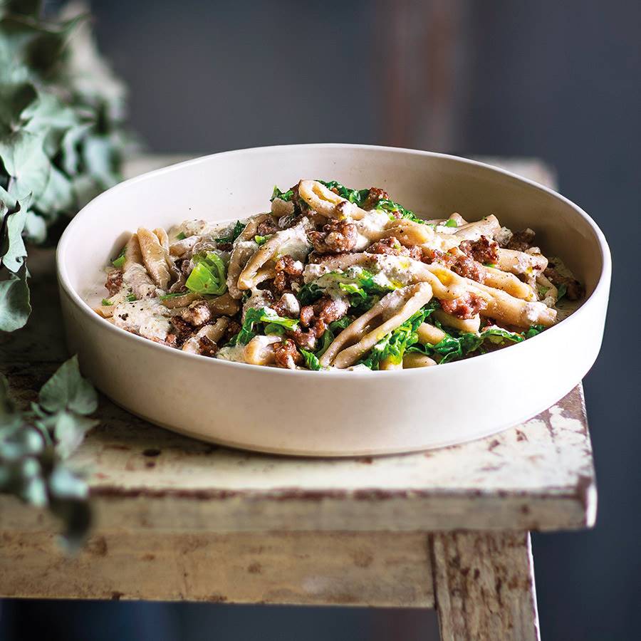 Capunti de garbanzo con kale