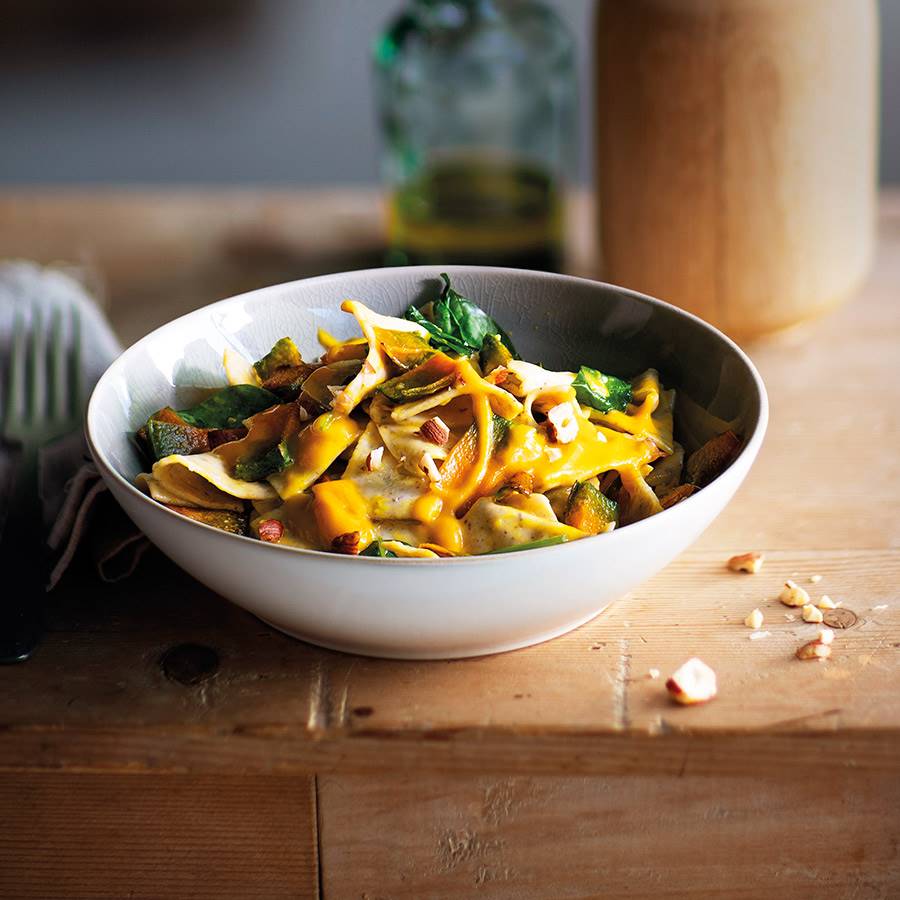 Maltagliati de alforfón con salsa de calabaza