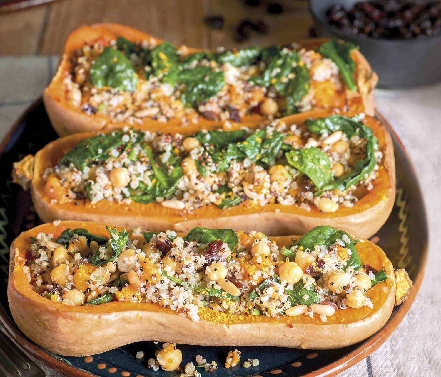 receta-vegetariana-Patry-Jordan-calabaza-rellena-garbanzos-quinoa. Calabaza rellena de garbanzos y quinoa