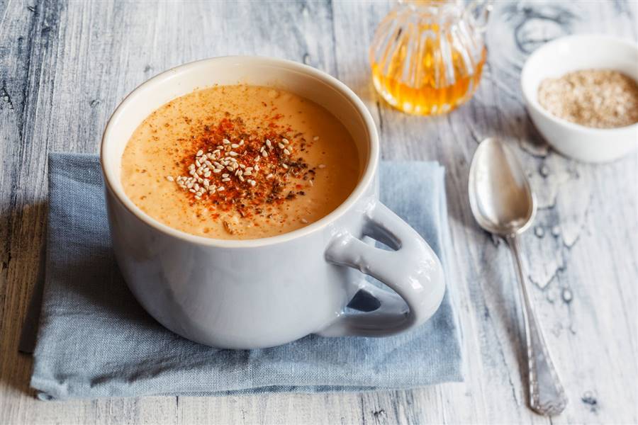 Receta de sopa de lentejas rojas con avena y comino menú semanal ligero