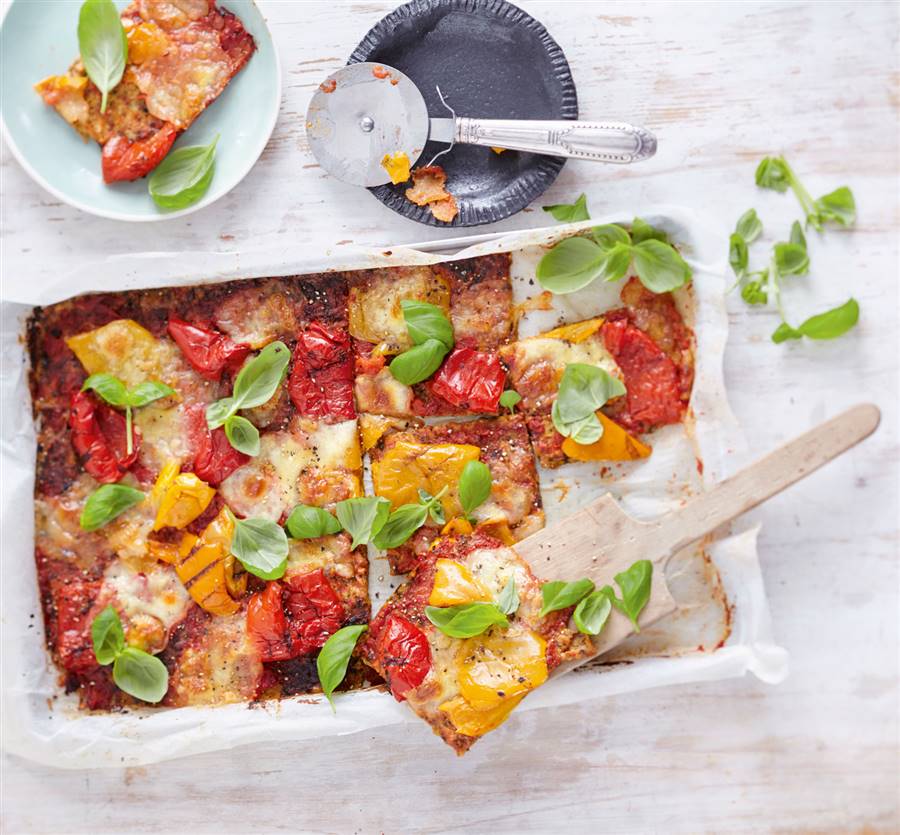 Pizza keto a base de calabacín