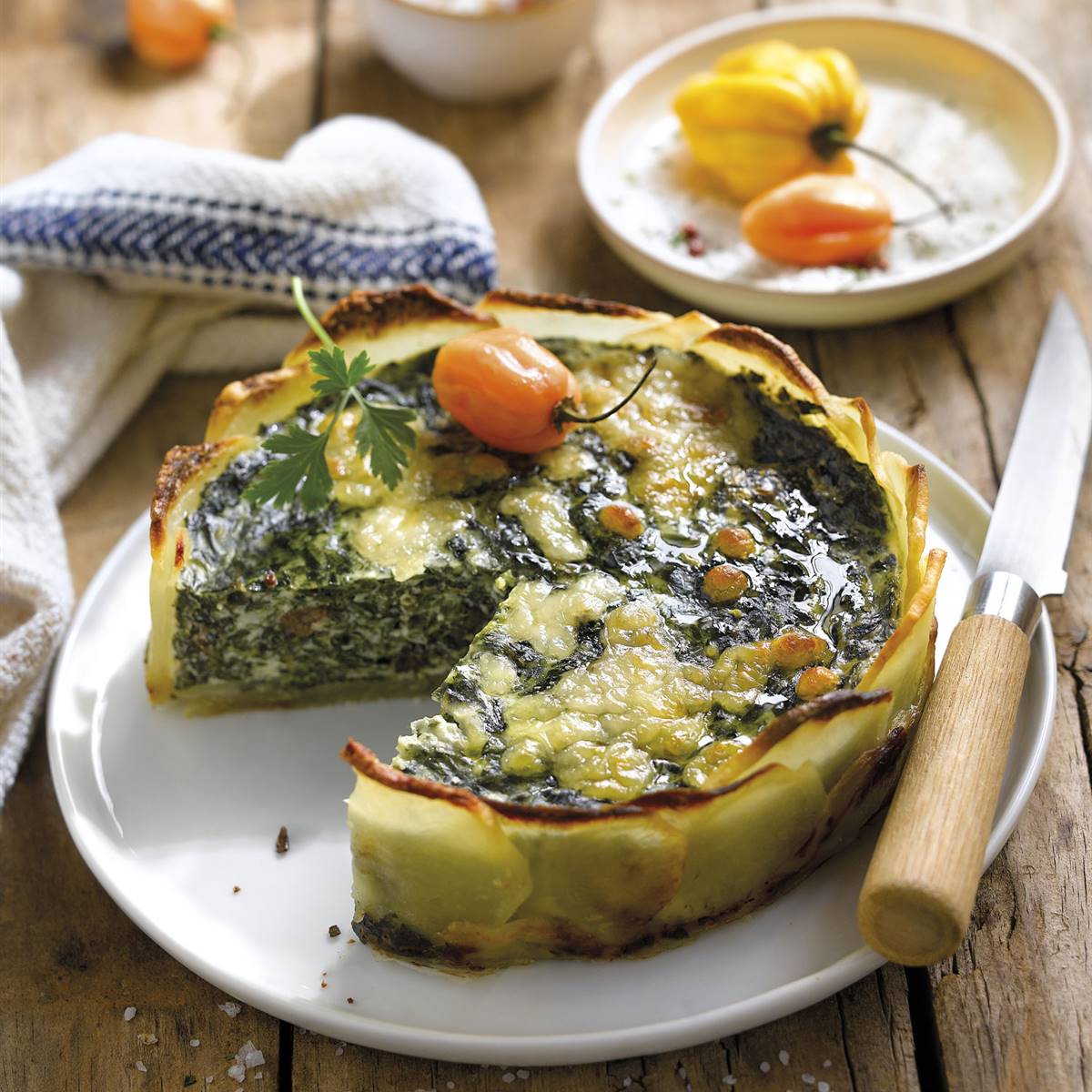 Receta sin gluten: quiche de espinacas con base de patata