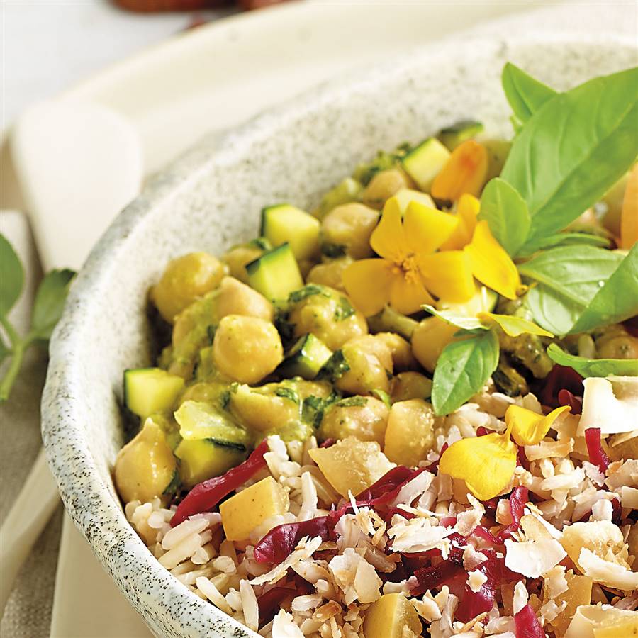Curry vert de pois chiches - préparation pour buddha bowl