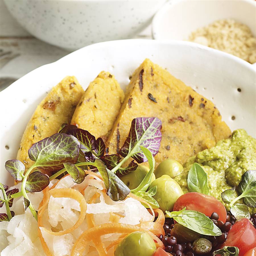 Polenta frittata - préparation pour buddha bowl