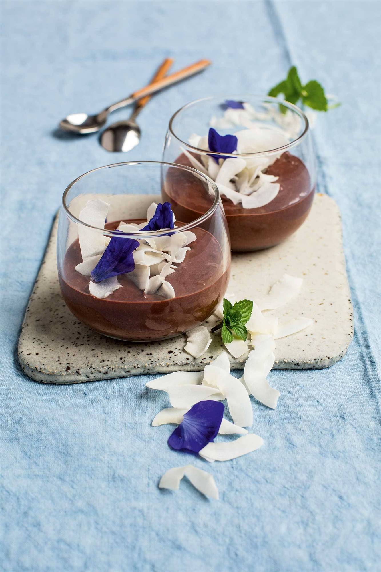 crema-coco-chocolate-menta. Crema de tofu con chocolate y menta
