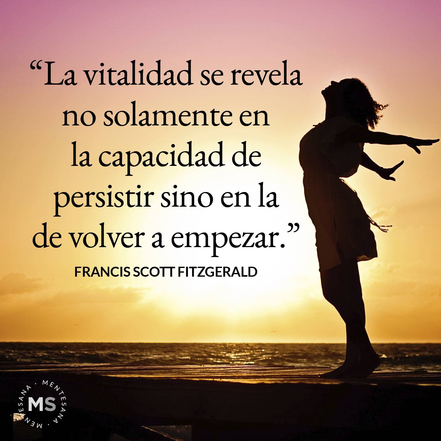 "La vitalidad se revela no solamente en la capacidad de persistir sino en la de volver a empezar" (Francis Scott Fitzgerald)