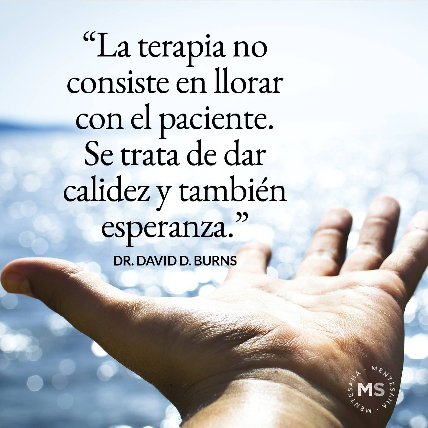 FRASES DIA DE LA DEPRESION2. “La terapia no consiste en llorar con el paciente. Se trata de dar calidez y también esperanza.” Dr. David D. Burns