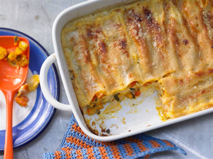 Receta de canelones de calabaza y ricotta de anacardos