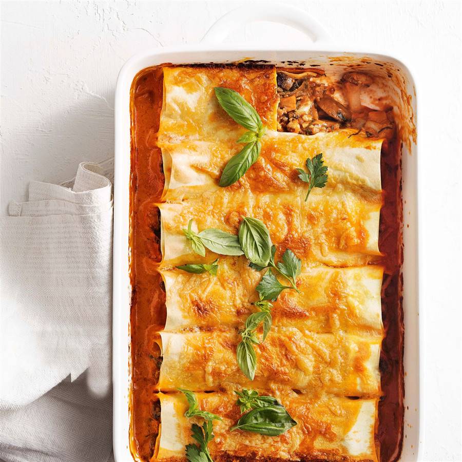 Receta de canelones de tofu y champiñones