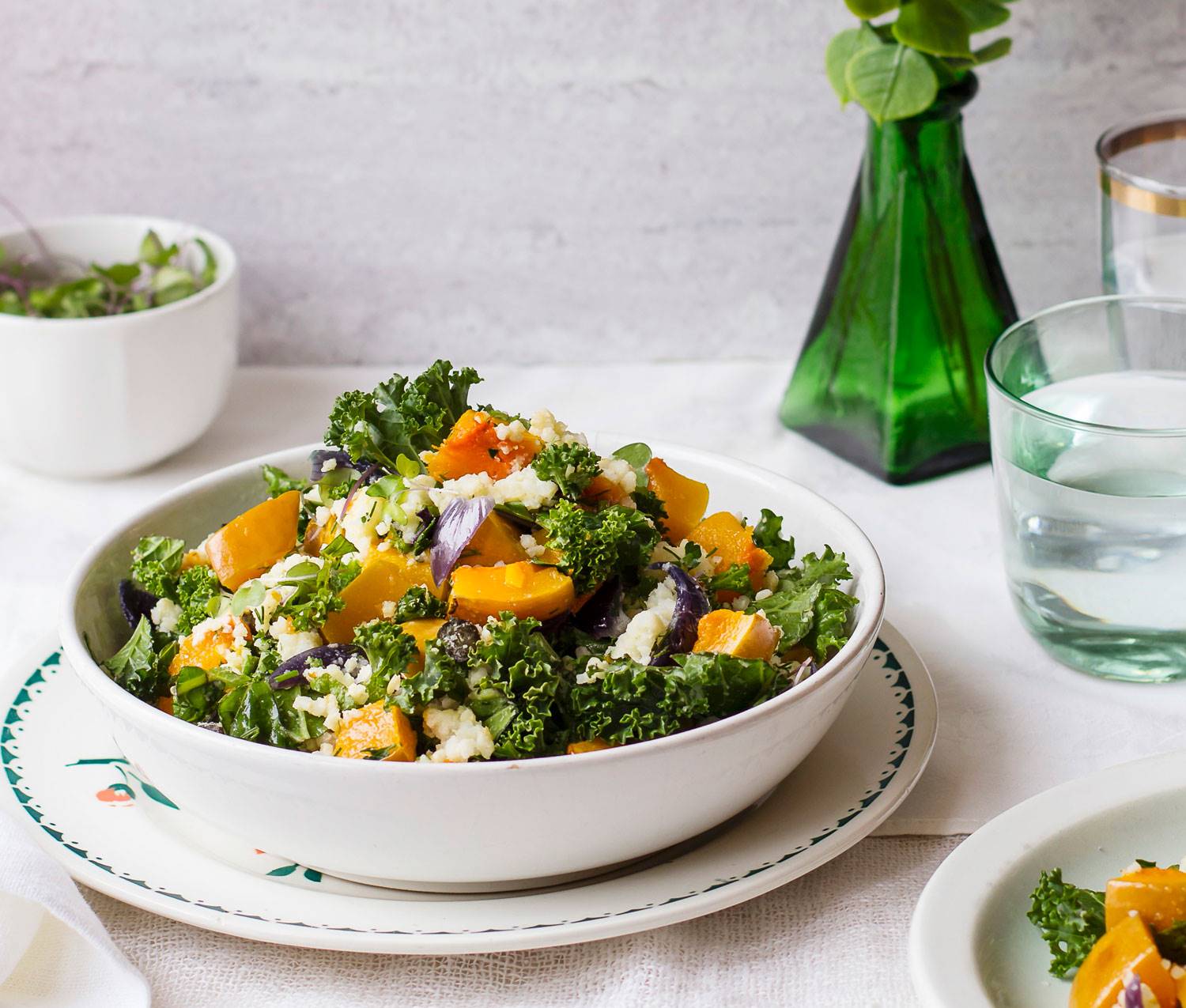 recetas-batchcooking-cenas-tofu-quinoa-calabaza. Ensalada de quinoa con tofu, calabaza y kale