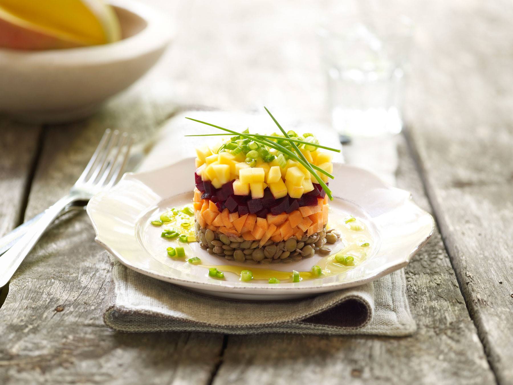 ENSALADADEMANGO,ZANAHORIAS. Ensalada de lentejas, mango y zanahoria