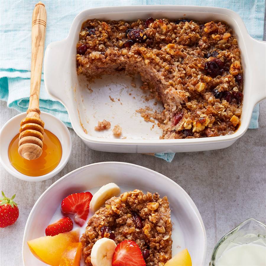 Porridge al horno con ciruelas pasas