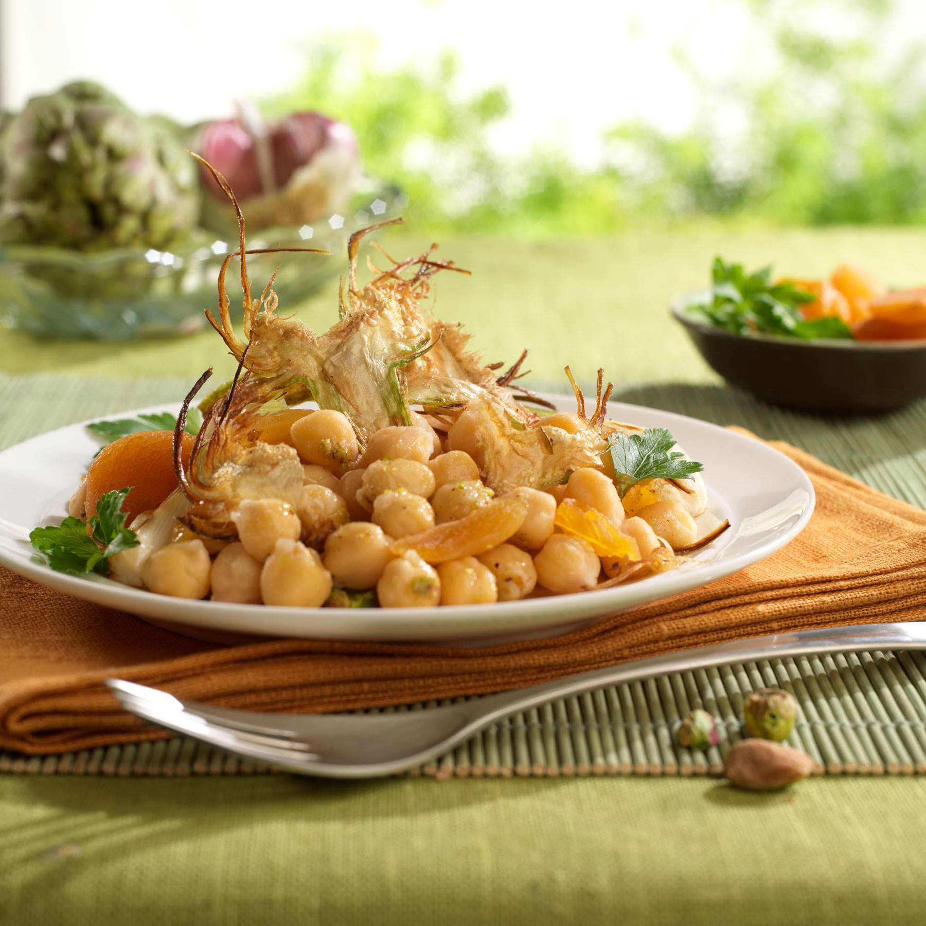 Image-3.  Tahini croustillant aux pois chiches et artichauts