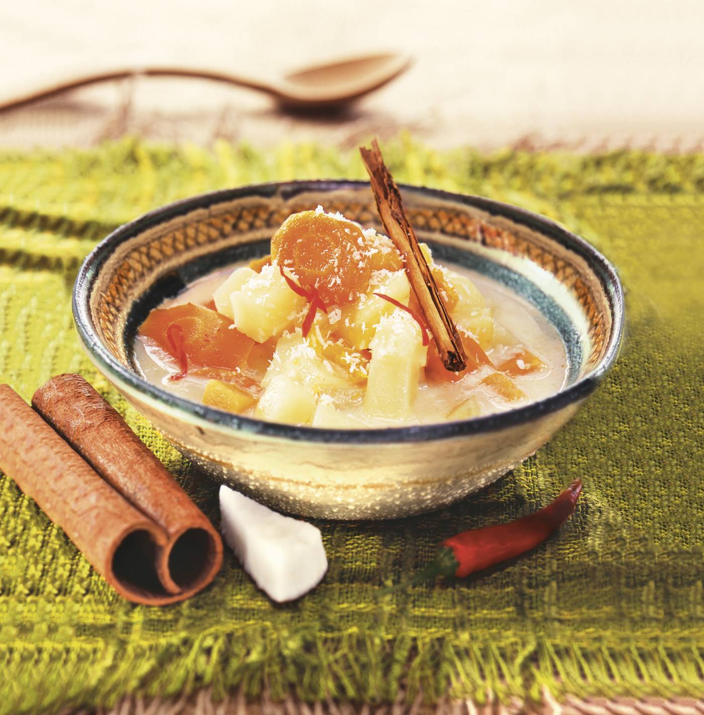 Estofado de verduras con mango y coco