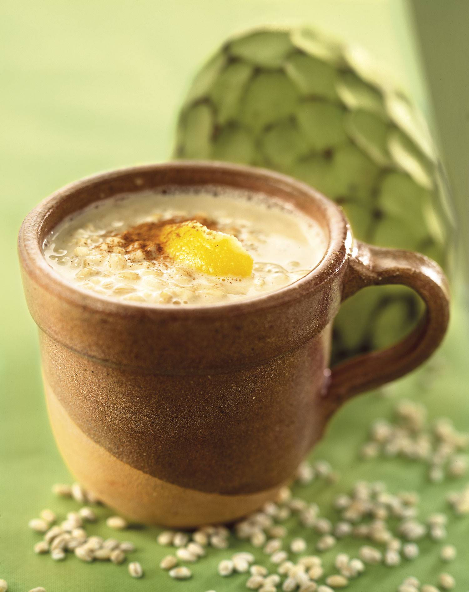Receta de crema de cebada y chirimoya