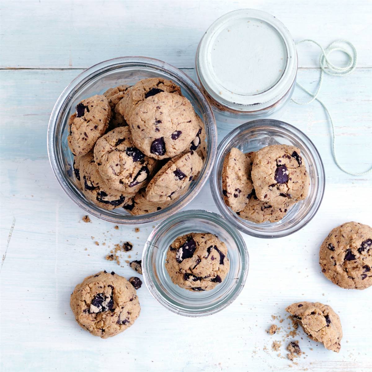 Cookies sin gluten de arroz integral y chips de chocolate