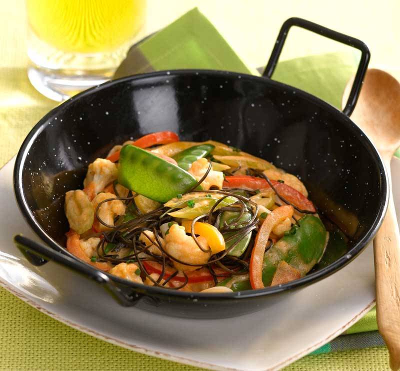Wok de pimientos con coliflor