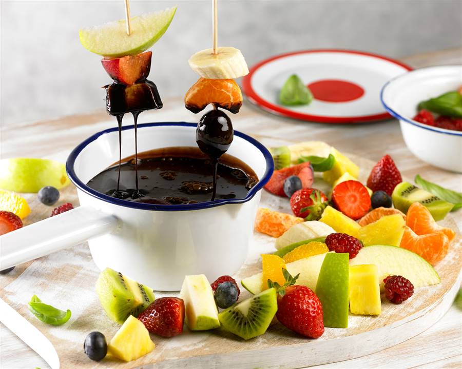 Fondue de chocolate y fruta