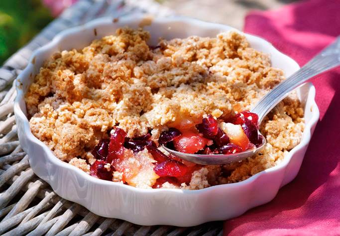 Crumble de manzanas y arándanos