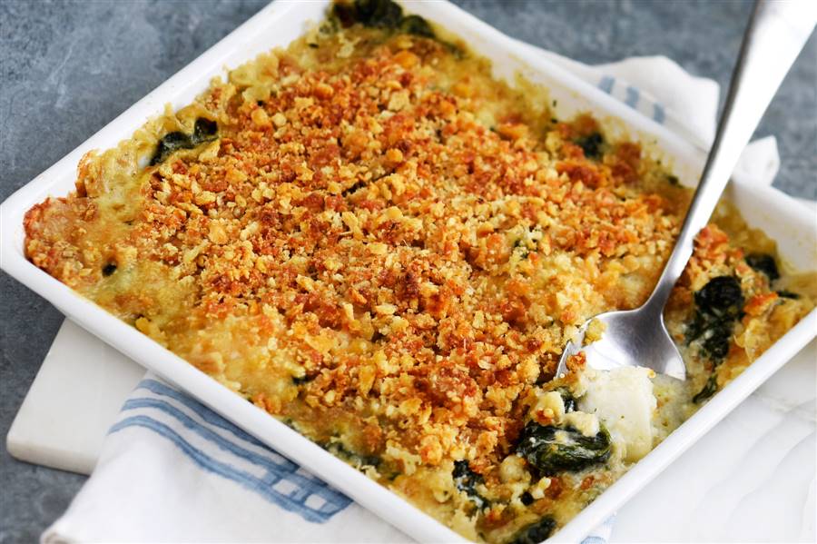 Gachas de avena al horno con verduras