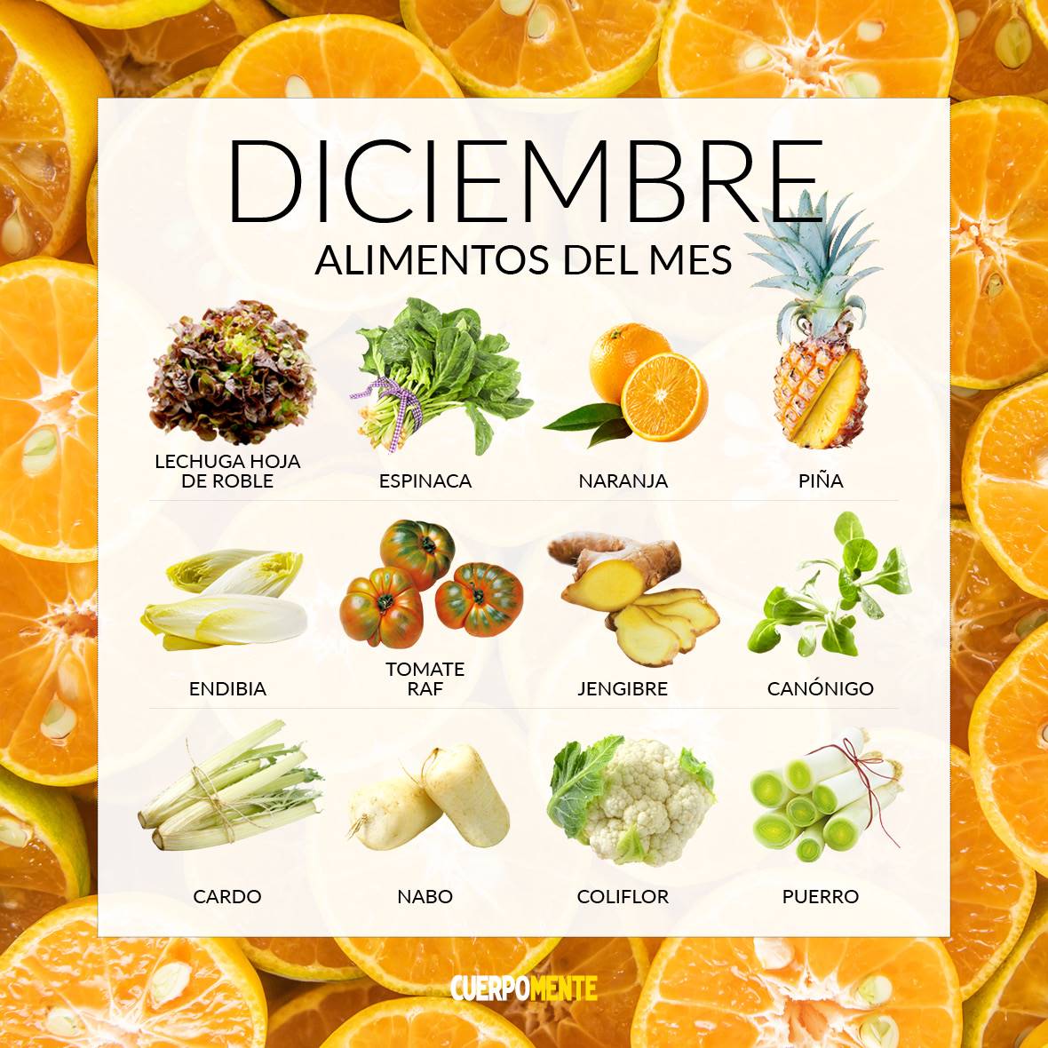 frutas-verduras-temporada-diciembre. Frutas y verduras de diciembre