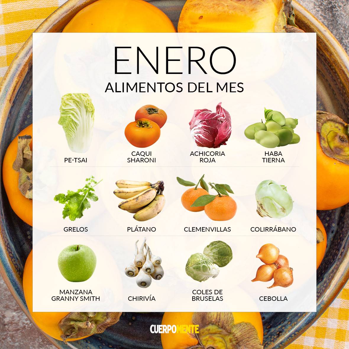 frutas-verduras-temporada-enero. Frutas y verduras de enero