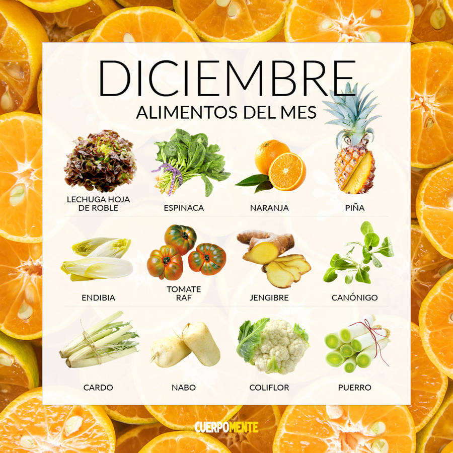 12 frutas y verduras de temporada para comer en diciembre