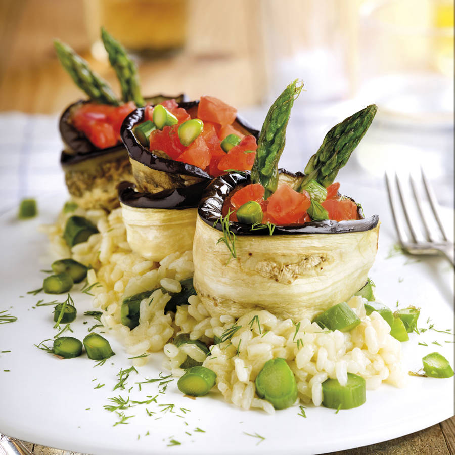 Rouleaux d'aubergines au jacquier