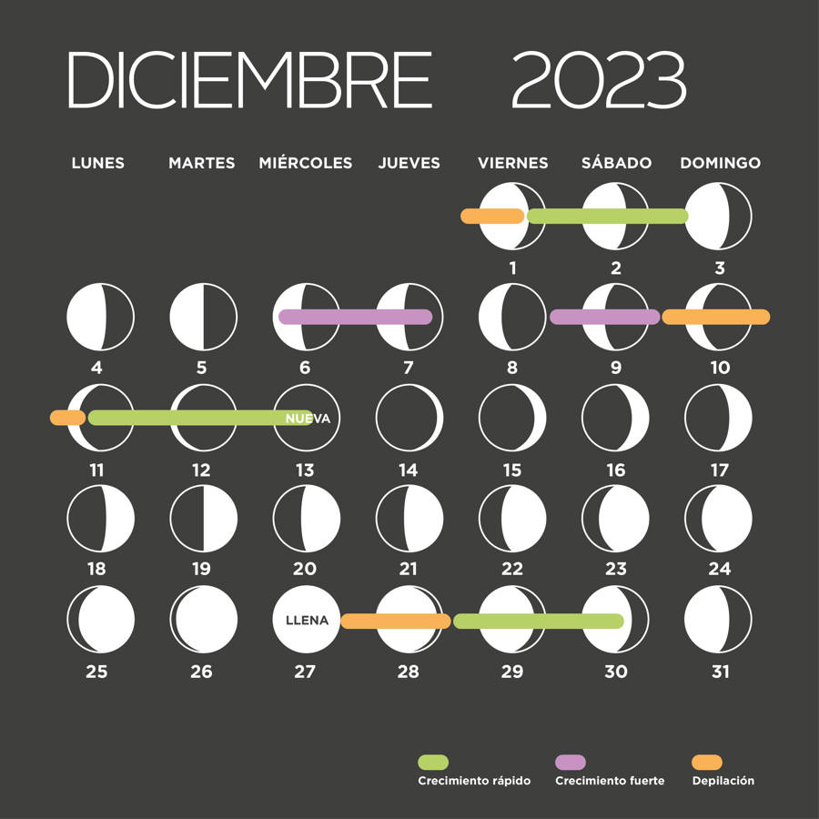 Calendario lunar: diciembre 2023 (fases de la Luna, corte de pelo y depilación)