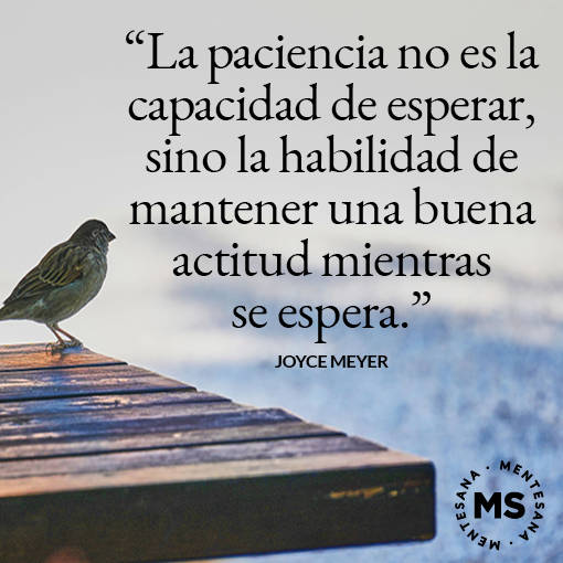 12. "La paciencia no es la capacidad de esperar, sino la habilidad de mantener una buena actitud mientras se espera". Joyce Meyer 